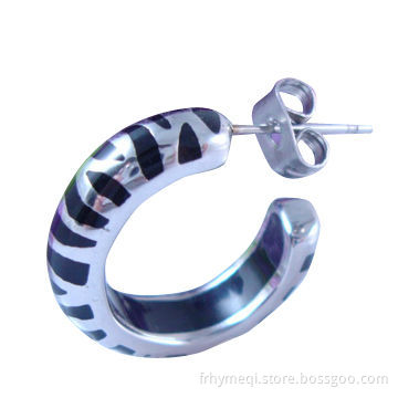 Surgical Steel Stud Earring with Black Enamel